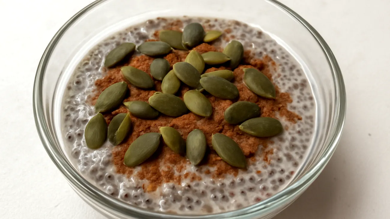 Chia-Pudding mit Kürbiskernen und Zimt"