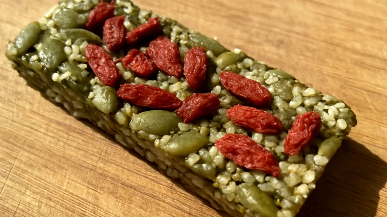 Kürbiskern-Hanfsamen-Riegel mit getrockneten Goji-Beeren"