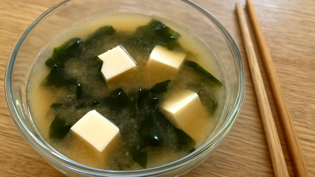 Miso-Suppe mit Wakame-Algen und Silken-Tofu"