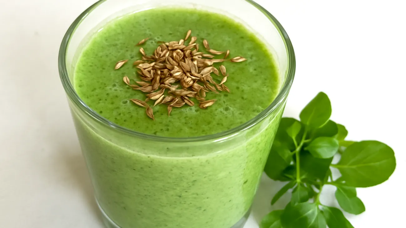 Kefir-Wasserkraut-Smoothie mit Fenchelsamen"