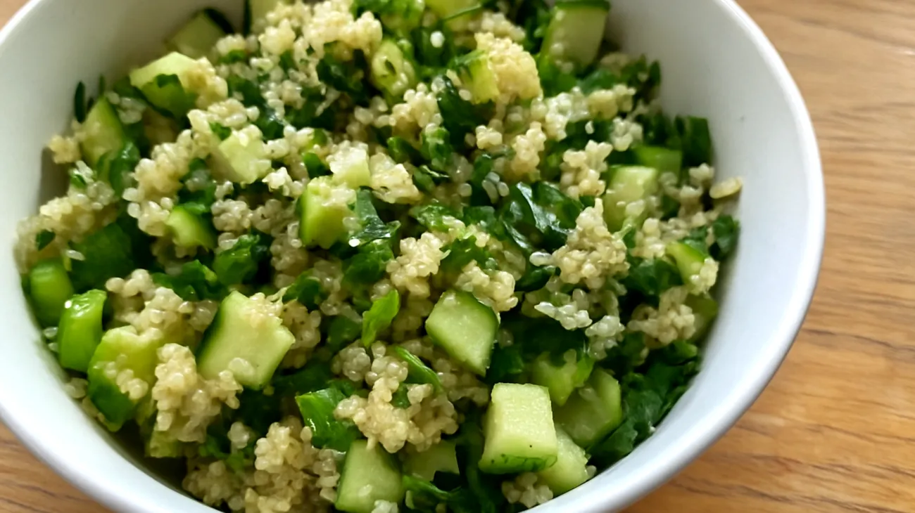 Quinoa-Salat mit Gurke, Sellerie und Petersilie"